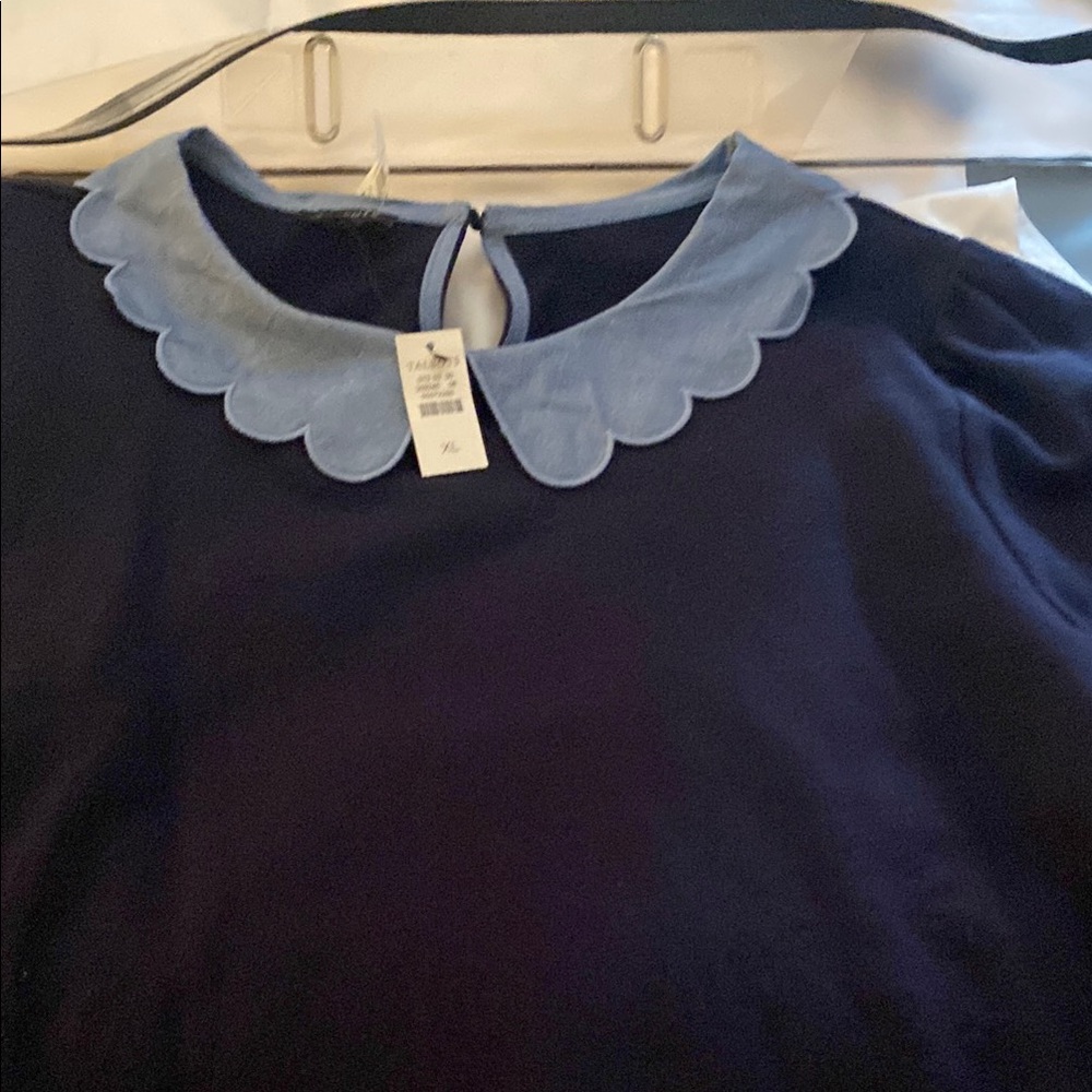 Talbots Blue Top with Scalloped Collar